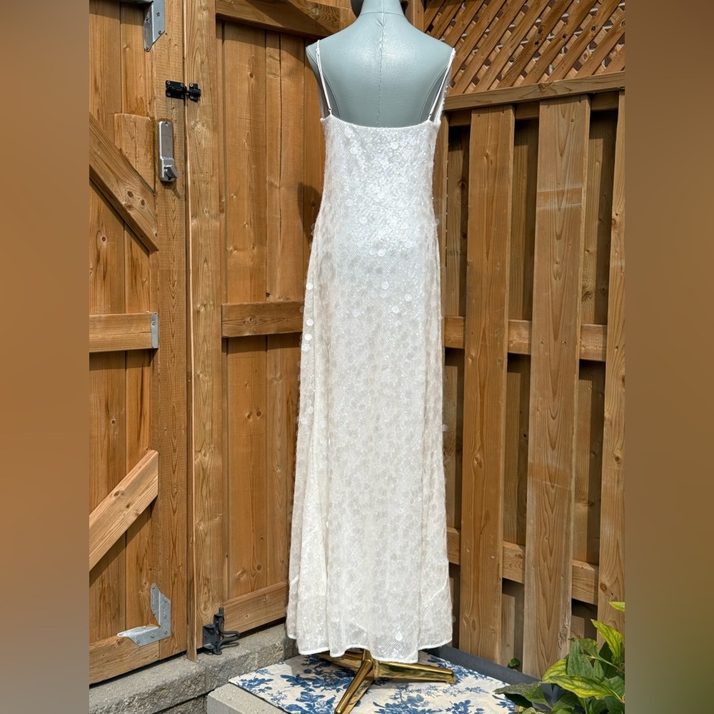 🆕 RAT & BOA 🧿 NWOT Evangeline Ivory Glistening Paillettes & Sequins Dress Sz L - Picture 8 of 17